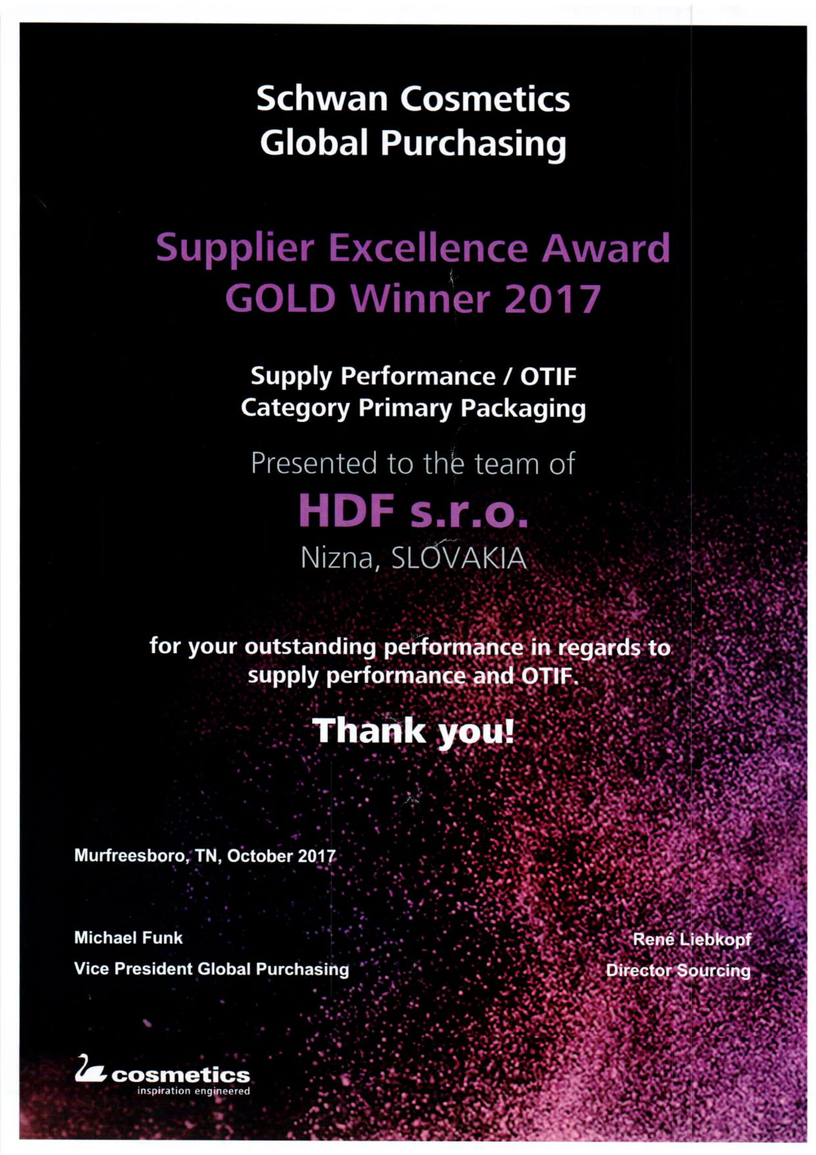 SSC Supply performance Gold winner 2017-1